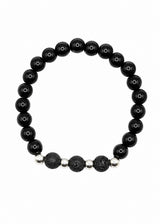 GUF CLOTHING - Βραχιόλι μαύρο Siver Beads - GNG0220