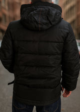 Ανδρικό μπουφάν με αποσπώμενη κουκούλα GUF-22068-hooded puffer μαύρο