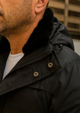 Ανδρικό μπουφάν με αποσπώμενη κουκούλα GUF-22068-hooded puffer μαύρο