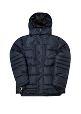 Ανδρικό μπουφάν με αποσπώμενη κουκούλα GUF-22068-hooded puffer μπλε