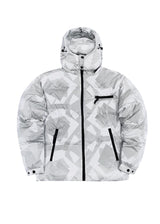 Ανδρικό μπουφάν με κουκούλα GUF-9676-pattern puffer λευκό