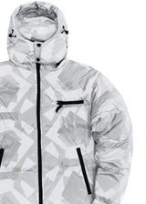 Ανδρικό μπουφάν με κουκούλα GUF-9676-pattern puffer λευκό