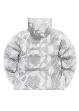 Ανδρικό μπουφάν με κουκούλα GUF-9676-pattern puffer λευκό