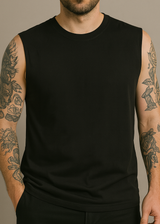 Ανδρική αμάνικη μπλούζα GUF - XY-1105 - simple sleeveness slim fit tee μαύρο