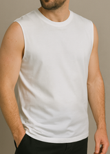 Ανδρική αμάνικη μπλούζα GUF - BZ-BETA253 - sleeveness t-shirt slim fit λευκό