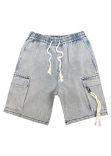 Ανδρική βερμούδα κάργκο τζιν GUF - PC-7138 - cargo jeans regular fit shorts ανοιχτό μπλε