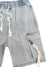 Ανδρική βερμούδα κάργκο τζιν GUF - PC-7138 - cargo jeans regular fit shorts ανοιχτό μπλε