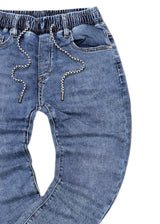 Ανδρικό παντελόνι τζιν με λάστιχο GUF - SM516 - jeans regular fit ντένιμ