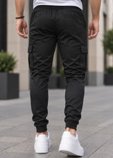 Ανδρική φόρμα cargo χωρίς χνούδι GUF-X-2202-elegant pants μαύρο