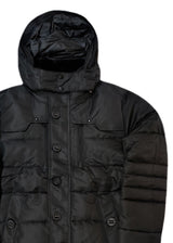 Ανδρικό μπουφάν με κουκούλα GUF-22068-hooded puffer μαύρο