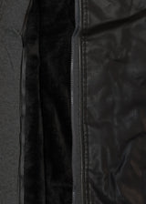 Ανδρικό μπουφάν με επένδυση και αποσπώμενη κουκούλα GUF-H205B- leatherette μαύρο