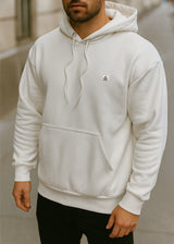 Ανδρικό μακρυμάνικο φούτερ με κουκούλα Tony couper - H25/17 - cube patch λευκό