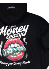 TONY COUPER Ανδρικό μακρυμάνικο φούτερ με κουκούλα Money Crazy - Μαύρο H26/47