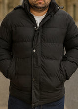 Ανδρικό μπουφάν με κουκούλα GUF-H275-1-puffer μαύρο