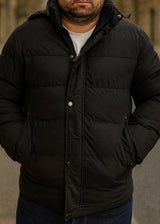 Ανδρικό μπουφάν με κουκούλα GUF-H275-1-puffer μαύρο