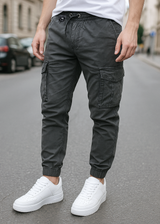 Ανδρικό cargo παντελόνι GUF - HD3015-D - regular fit γκρι