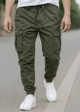 Ανδρικό cargo παντελόνι GUF - HD3015-C - regular fit χακί