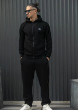 HENRY CLOTHING - Ανδρική ζακέτα με κουκούλα - Μαύρη HR- 3-815