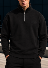 TWO BROTHERS - Ανδρικό μακρυμάνικο φούτερ Half Zip - Μαύρο BF-26400