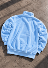 Ανδρική φούτερ με κολάρο New wave clothing - 232-39 - half zip sherpa design σιελ