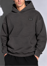 Ανδρικό φούτερ με κουκούλα Vinyl Art Clothing - 84815-09 - emblem hoodie oversized γκρι