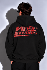 Ανδρικό μακρυμάνικο φούτερ με κουκούλα Vinyl Art Clothing - 43434-01 - studios v beat hoodie cotton oversized μαύρο