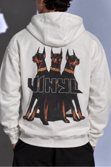 Ανδρικό μακρυμάνικο φούτερ με κουκούλα Vinyl Art Clothing-64450-02-Dogs Gang Hoodie oversized λευκή