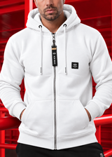 Ανδρική ζακέτα φούτερ με κουκούλα New wave clothing -1400- basic logo zip-up hoodie - white