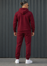 HENRY CLOTHING - Ανδρικό φούτερ με κουκούλα και κέντημα H - Burgundy 3-827