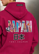 TONY COUPER - Ανδρικό μακρυμάνικο φούτερ με κουκούλα Japan - Magenta H27/25