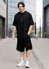 Ανδρική κοντομάνικη μπλούζα Tony couper - TO25/14 - black line oversized t-shirt μαύρο