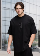 Ανδρική κοντομάνικη μπλούζα Tony couper - TO25/14 - black line oversized t-shirt μαύρο