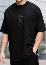 Ανδρική κοντομάνικη μπλούζα Tony couper - TO25/14 - black line oversized t-shirt μαύρο