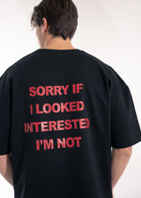 Ανδρική κοντομάνικη μπλούζα Close society - S25-105 - sorry if i looked interest i'm not oversized -μαύρο