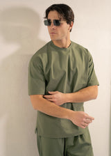Ανδρική κοντομάνικη μπλούζα Close Society - S25-10 - simple oversized χακί