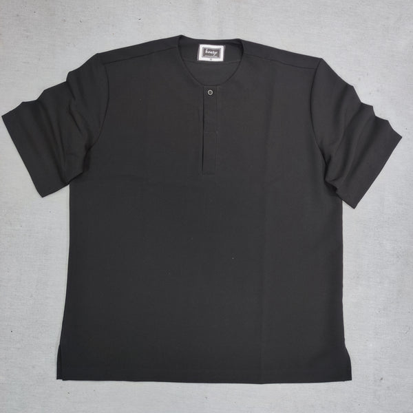 Henry clothing - 3-451 - half button tee - black
