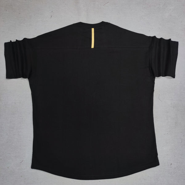 Henry clothing - 3-424 - oversized gold line tee - black