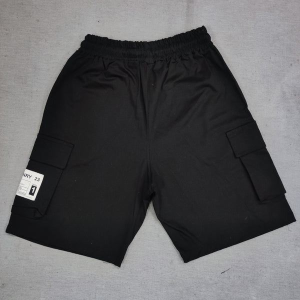Henry clothing - 6-555 - fabric cargo shorts - black