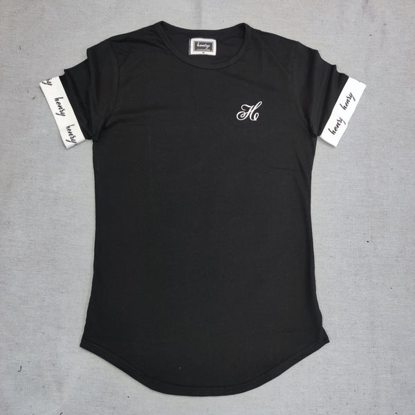 Henry clothing - 3-199 - sleeve tape t-shirt - black