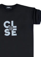 Ανδρική κοντομάνικη μπλούζα Close society - S25-202- central logo tee - μαύρο