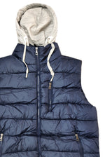 Ανδρικό αμάνικο μπουφάν με αποσπώμενη κουκούλα GUF-JD-42-blue hooded sleeveless puffer μπλε