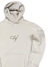 HENRY CLOTHING - Ανδρικό φούτερ με κουκούλα H Signed logo - Μπεζ 3-842