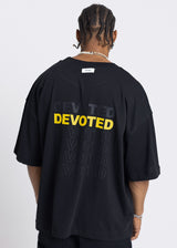 Ανδρική κοντομάνικη μπλούζα DEVOTED-55041B-black oversized Devoted Multi Logo Back