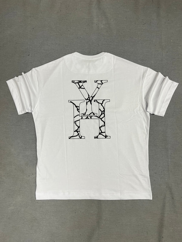 Henry clothing - 3-627 - white tee geometric logo