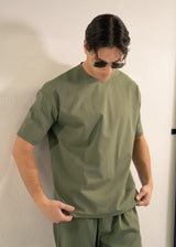 Ανδρική κοντομάνικη μπλούζα Close Society - S25-10 - simple oversized χακί