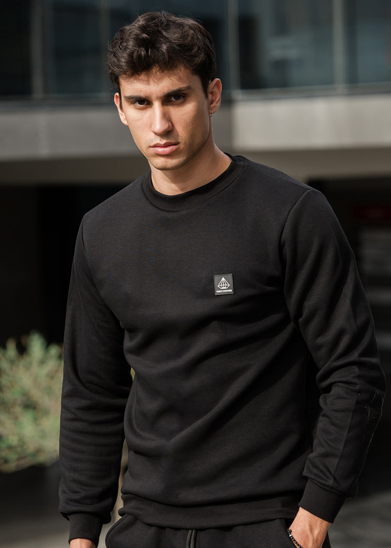 Ανδρικό μακρυμάνικο φούτερ Tony couper - S26/2-Black small cube logo