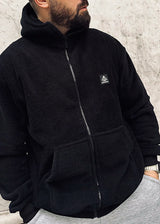 Ανδρική ζακέτα με κουκούλα Tony Couper-J26/4-Black Fur zip-up hoodie-232-39