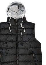 Ανδρικό αμάνικο μπουφάν με αποσπώμενη κουκούλα GUF-JD-42-black hooded sleeveless puffer μαύρο