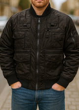 Ανδρικό ανοιξιάτικο μπουφάν GUF - JF1003-3 - fisher bomber jacket μαύρο