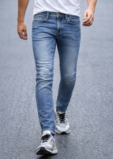 Ανδρικό τζιν παντελόνι-GUF CLOTHING-JK3097-basic jeans slim fit μπλε